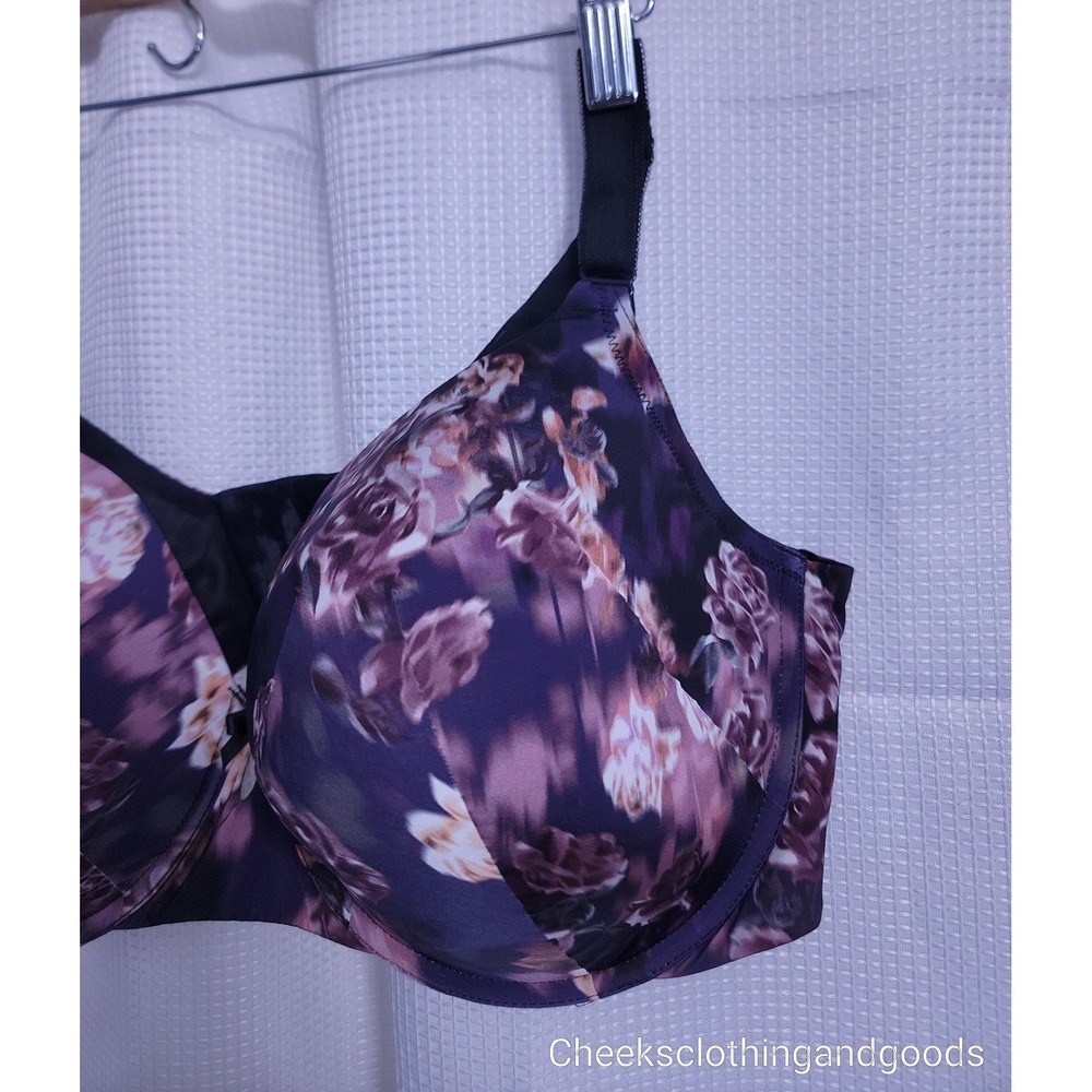 New Torrid Curve 44DDD Full‎ Coverage Smoothing Purple Floral Underwire - Picture 3 of 8